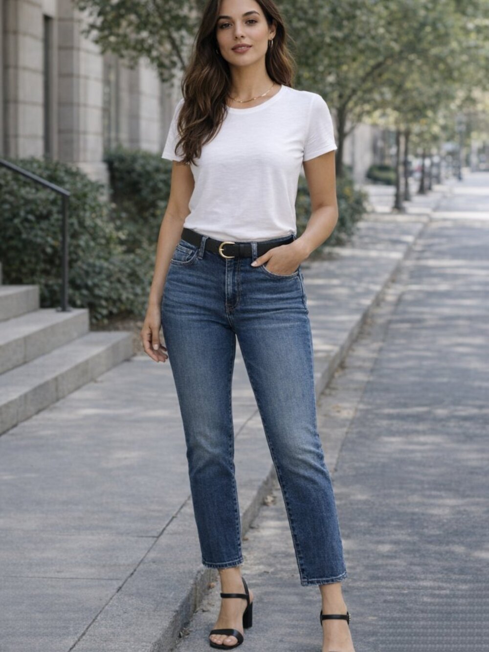 Kut from the Kloth Dark Blue High-Rise Cropped Slim Jeans